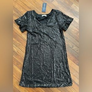 T-shirt style, black sequin dress, XL